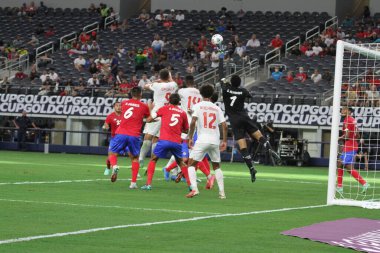 (SPO) Concacaf Gold Cup Quarters finali: Kosta Rika ve Kanada. 25 Temmuz 2021, Dallas, Teksas, ABD: Futbol maçı Beetwen Costa Rica ve Kanada çeyrek final için geçerli Concacaf Gold kupası, Dallas-Texas AT & T stadyumunda. 40.000 izleyici var.
