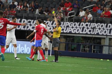 (SPO) Concacaf Gold Cup Quarters finali: Kosta Rika ve Kanada. 25 Temmuz 2021, Dallas, Teksas, ABD: Futbol maçı Beetwen Costa Rica ve Kanada çeyrek final için geçerli Concacaf Gold kupası, Dallas-Texas AT & T stadyumunda. 40.000 izleyici var.