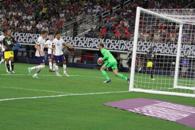 (Concacaf Gold Cup çeyrek finali: ABD Jamaika 'ya karşı. 25 Temmuz 2021, Dallas, Teksas, ABD: Futbol maçı Beetwen USA ve Jamaika çeyrek final için geçerli Concacaf Gold kupası, Dallas-Texas AT & T stadyumunda. 40.000 izleyicinin su altında kalması bekleniyor