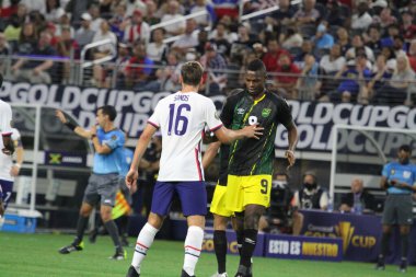 (Concacaf Gold Cup çeyrek finali: ABD Jamaika 'ya karşı. 25 Temmuz 2021, Dallas, Teksas, ABD: Futbol maçı Beetwen USA ve Jamaika çeyrek final için geçerli Concacaf Gold kupası, Dallas-Texas AT & T stadyumunda. 40.000 izleyicinin su altında kalması bekleniyor