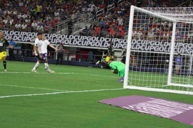 (Concacaf Gold Cup çeyrek finali: ABD Jamaika 'ya karşı. 25 Temmuz 2021, Dallas, Teksas, ABD: Futbol maçı Beetwen USA ve Jamaika çeyrek final için geçerli Concacaf Gold kupası, Dallas-Texas AT & T stadyumunda. 40.000 izleyicinin su altında kalması bekleniyor