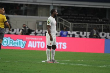 (SPO) Concacaf Gold Cup Quarters finali: Kosta Rika ve Kanada. 25 Temmuz 2021, Dallas, Teksas, ABD: Kanada 'dan Junior Hoilett' in attığı gol kutlaması, futbol maçı Beetwen Kosta Rika ve Kanada 'nın çeyrek finali için geçerli olan Concacaf Go