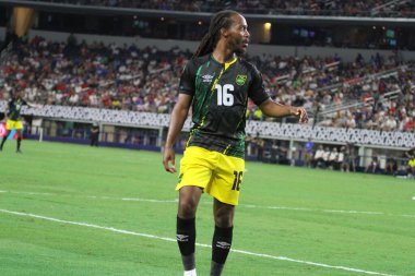 (Concacaf Gold Cup çeyrek finali: ABD Jamaika 'ya karşı. 25 Temmuz 2021, Dallas, Teksas, ABD: Futbol maçı Beetwen USA ve Jamaika çeyrek final için geçerli Concacaf Gold kupası, Dallas-Texas AT & T stadyumunda. 40.000 izleyicinin su altında kalması bekleniyor
