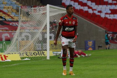 (Brezilya Futbol Şampiyonası: Flamengo ve Sao Paulo. 25 Temmuz 2021, Rio de Janeiro, Brezilya: Flamengo takımından Bruno Henrique 'nin attığı gol kutlaması, Flamengo ve Sao Paulo arasında oynanan futbol maçı, Brezilya' nın 13. raundunda geçerli