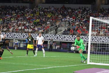 (Concacaf Gold Cup çeyrek finali: ABD Jamaika 'ya karşı. 25 Temmuz 2021, Dallas, Teksas, ABD: Futbol maçı Beetwen USA ve Jamaika çeyrek final için geçerli Concacaf Gold kupası, Dallas-Texas AT & T stadyumunda. 40.000 izleyicinin su altında kalması bekleniyor