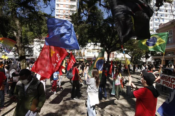 Protest Tegen Regering Bolsonaro Santos Juli 2021 Santos Sao Paulo — Stockfoto