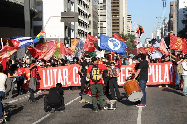 Başkan Jair Bolsonaro Nun Sao Paulo Daki Hükümetine Karşı Protesto — Stok fotoğraf