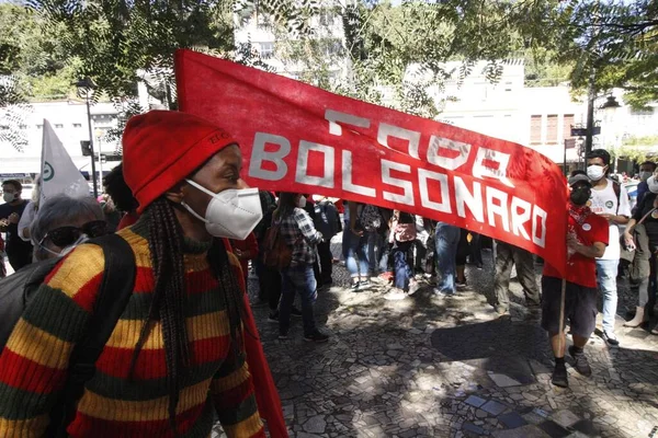 Protestera Mot Bolsonaros Regering Santos Juli 2021 Santos Sao Paulo — Stockfoto