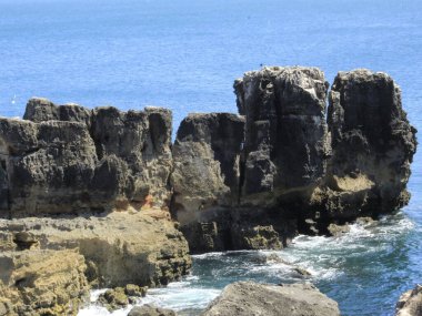 View of Boca do Inferno, one of the most visited tourist spots in Cascais district. Cascais 29, 2021, Cascais, Portugal: View of Boca do Inferno, one of the most visited tourist spots in the Cascais district, on coast of Portugal