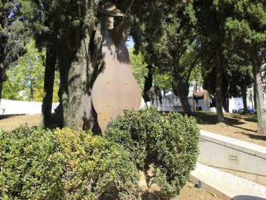 Twelve knights army occupies Auditorium Garden, in Lisbon. July 31, 2021, Lisbon, Portugal: An army of twelve knights occupies Auditorium Garden, next to Culturgest, inaugurated in 1995 and ceded to the city as a public space for culture 