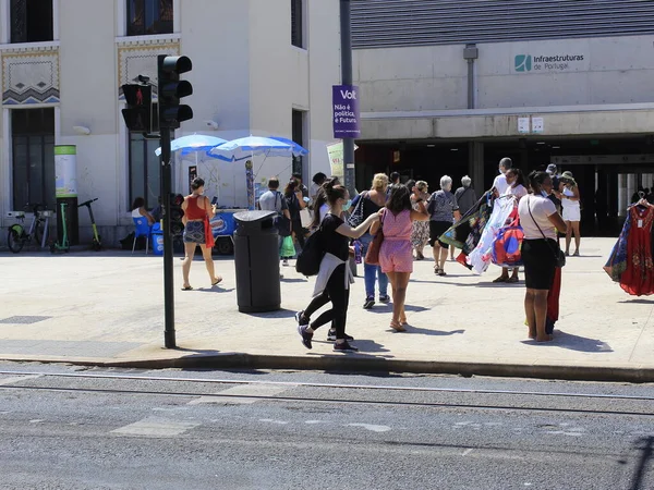 July 2021 Lisbon Portugal Movement Train Station Lisbon District Cascais — Stock Photo, Image