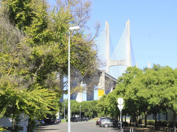 July 2021 Lisbon Portugal View Vasco Gama Bridge Which Connects —  Fotos de Stock