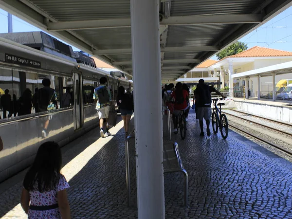 July 2021 Lisbon Portugal Movement Train Station Lisbon District Cascais — Foto de Stock
