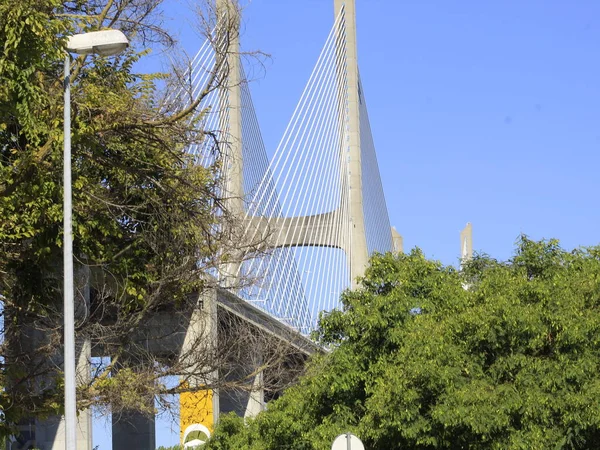 July 2021 Lisbon Portugal View Vasco Gama Bridge Which Connects —  Fotos de Stock