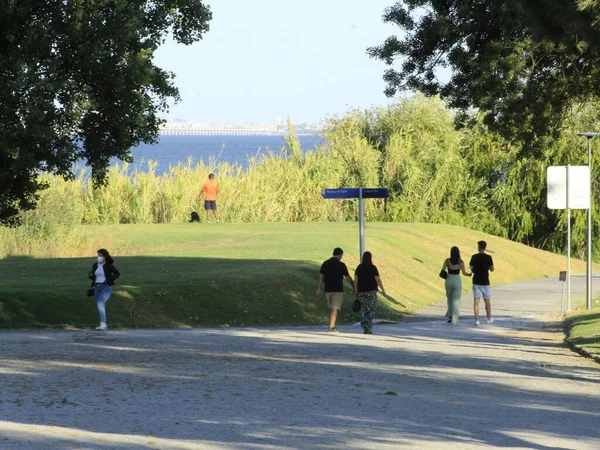 July 2021 Lisbon Portugal Movement Tejo Park Lisbon Friday Amidst — Foto de Stock