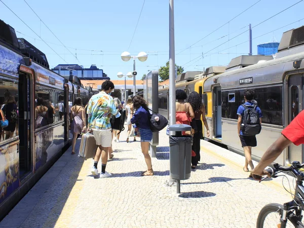 July 2021 Lisbon Portugal Movement Train Station Lisbon District Cascais — Foto de Stock