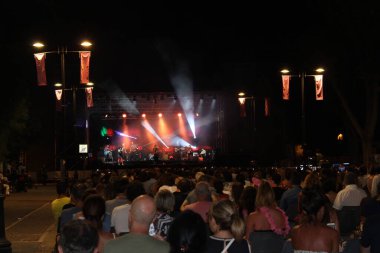 Rose Night celebration in Rimini-Italy. July 31, 2021, Rimini, Italy: Attractions during the penultimate day of Noite Rosa festivities, which takes place in the city of Rimini, in northern Italy, on Saturday (31).