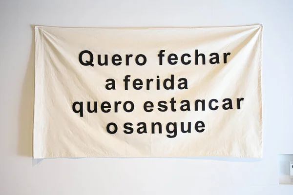 July 2021 Sao Paulo Brazil Museum Portuguese Language Press Conference — ストック写真