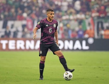 ABD, Concacaf Altın Kupa Finali 'ni kazandı. 1 Ağustos 2021, Las Vegas, ABD: ABD, Las Vegas 'taki Allegiant Stadyumu' nda oynanan Concacaf Gold Kupası finalinde Meksika 'ya karşı oynanan futbol maçını kazandı. Miles Robinson (ABD) ekstra süre içindeki tek golü attı 