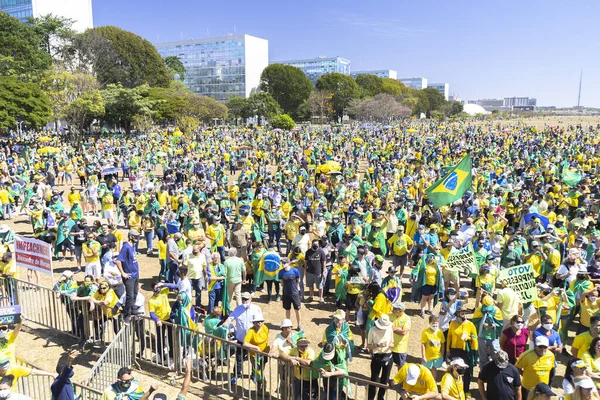 Protesta Favor Del Presidente Bolsonaro Por Voto Impreso Auditable Agosto —  Fotos de Stock