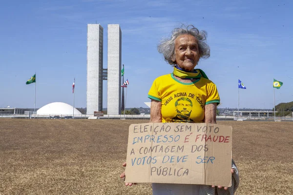 Protesta Favor Del Presidente Bolsonaro Por Voto Impreso Auditable Agosto —  Fotos de Stock