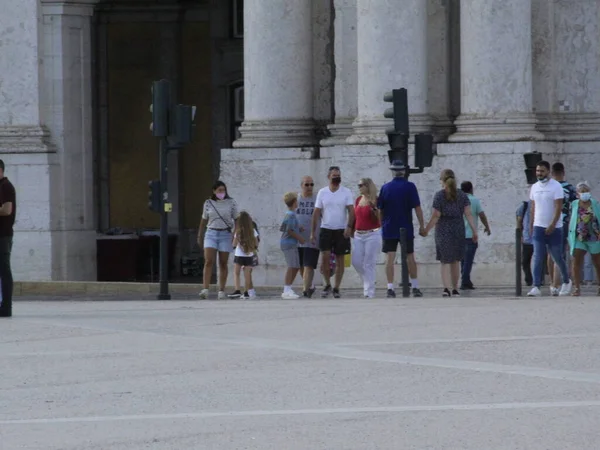 Augustus 2021 Lissabon Portugal Beweging Het Comercio Plein Een Van — Stockfoto