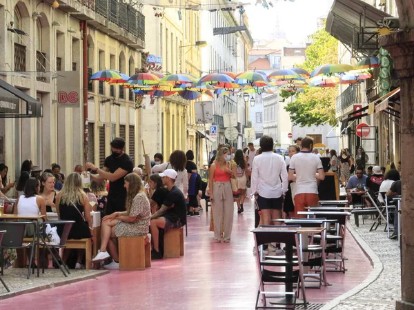 Movimiento Intenso Bares Restaurantes Lisboa Agosto 2021 Lisboa Portugal Intenso — Foto de Stock