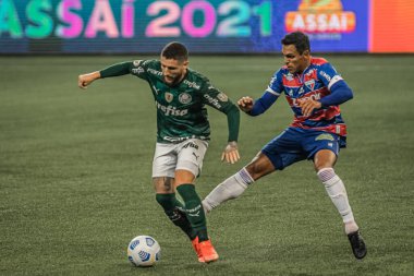 (Brezilya Futbol Şampiyonası: Palmeiras ve Fortaleza. 7 Ağustos 2021, Sao Paulo, Brezilya: Palmeiras ve Fortaleza arasındaki futbol maçı, Brezilya Futbol Şampiyonası 'nın 15. turu için geçerli, Cumartesi günü Sao Paulo' daki Allianz Parque 'da düzenlendi. 