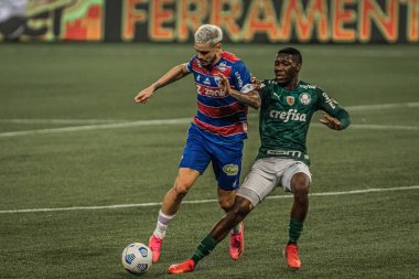 (Brezilya Futbol Şampiyonası: Palmeiras ve Fortaleza. 7 Ağustos 2021, Sao Paulo, Brezilya: Palmeiras ve Fortaleza arasındaki futbol maçı, Brezilya Futbol Şampiyonası 'nın 15. turu için geçerli, Sao Paulo' daki Allianz Parque 'da düzenlendi.,