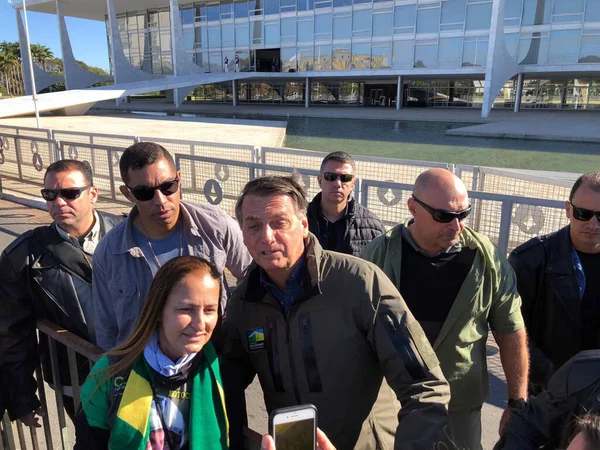 Int Presidente Brasileño Jair Bolsonaro Paseo Moto Con Simpatizantes Brasilia — Foto de Stock