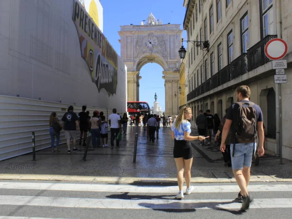 Augusta Caddesi Lizbon Ağustos 2021 Lizbon Portekiz Ağustos Perşembe Günü — Stok fotoğraf