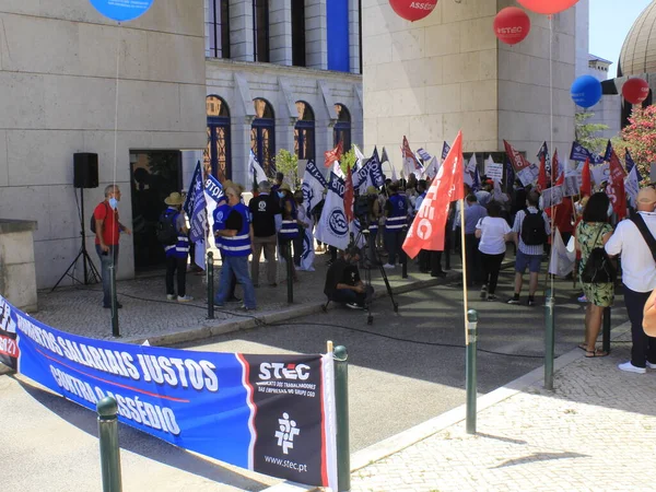 Int Cgd Bankalkalmazottai Lisszabonban Sztrájkolnak 2021 Augusztus Lisszabon Portugália Caixa — Stock Fotó