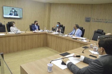 Covid-19 CPI Rio Grande do Norte Yasama Meclisi 'ne yerleştirildi. 4 Ağustos 2021, Natal, Rio Grande do Norte, Brezilya: Eyalet vekili Kelps Lima 'yı seçmek için Rio Grande do Norte Yasama Meclisi' nde oturum) 