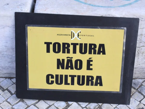 Protesta Lisboa Contra Inicio Temporada Corridas Toros Agosto 2021 Lisboa — Foto de Stock