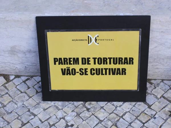 Protest Lisabonu Proti Začátku Býčí Sezóny Srpna2021 Lisabon Portugalsko Obhájci — Stock fotografie