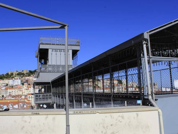 Santa Justa Hiss Lissabon Augusti 2021 Lissabon Portugal Turiströrelse Runt — Stockfoto