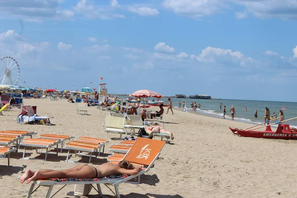 Augustus 2021 Rimini Italië Groene Pas Stopt Ferragosto Niet Vakantie — Stockfoto