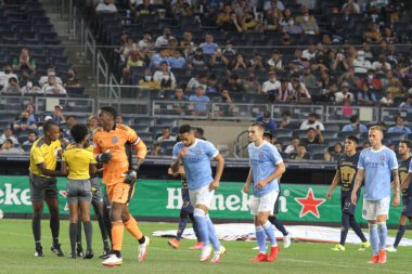 2021 Lig Kupası Çeyrek Finali: NYCFC Pumas 'a karşı. 11 Ağustos 2021, Bronx New York, ABD: NYCFC ve Pumas UNAM arasındaki futbol maçı New York 'taki Yankee Stadyumu' nda oynanan 2021 Lig Kupası çeyrek finalleri için geçerlidir., 