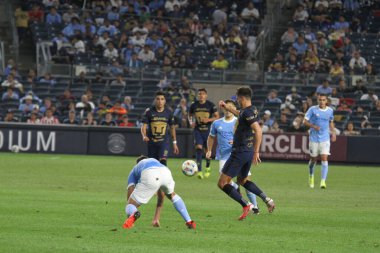 2021 Lig Kupası Çeyrek Finali: NYCFC Pumas 'a karşı. 11 Ağustos 2021, Bronx New York, ABD: NYCFC ve Pumas UNAM arasındaki futbol maçı New York 'taki Yankee Stadyumu' nda oynanan 2021 Lig Kupası çeyrek finalleri için geçerlidir., 