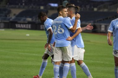 2021 Lig Kupası Çeyrek Finali: NYCFC Pumas 'a karşı. 11 Ağustos 2021, Bronx New York, ABD: NYCFC ve Pumas UNAM arasındaki futbol maçı New York 'taki Yankee Stadyumu' nda oynanan 2021 Lig Kupası çeyrek finalleri için geçerlidir., 