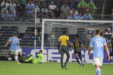2021 Lig Kupası Çeyrek Finali: NYCFC Pumas 'a karşı. 11 Ağustos 2021, Bronx New York, ABD: NYCFC ve Pumas UNAM arasındaki futbol maçı New York 'taki Yankee Stadyumu' nda oynanan 2021 Lig Kupası çeyrek finalleri için geçerlidir., 