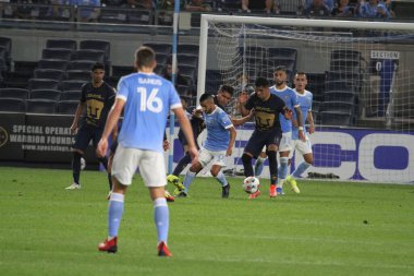 2021 Lig Kupası Çeyrek Finali: NYCFC Pumas 'a karşı. 11 Ağustos 2021, Bronx New York, ABD: NYCFC ve Pumas UNAM arasındaki futbol maçı New York 'taki Yankee Stadyumu' nda oynanan 2021 Lig Kupası çeyrek finalleri için geçerlidir., 