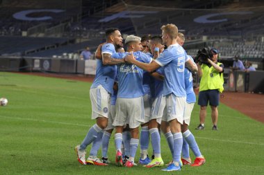 2021 Lig Kupası Çeyrek Finali: NYCFC Pumas 'a karşı. 11 Ağustos 2021, Bronx New York, ABD: NYCFC ve Pumas UNAM arasındaki futbol maçı New York 'taki Yankee Stadyumu' nda oynanan 2021 Lig Kupası çeyrek finalleri için geçerlidir., 