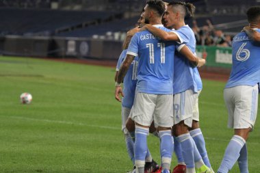 2021 Lig Kupası Çeyrek Finali: NYCFC Pumas 'a karşı. 11 Ağustos 2021, Bronx New York, ABD: NYCFC ve Pumas UNAM arasındaki futbol maçı New York 'taki Yankee Stadyumu' nda oynanan 2021 Lig Kupası çeyrek finalleri için geçerlidir., 