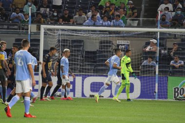 2021 Lig Kupası Çeyrek Finali: NYCFC Pumas 'a karşı. 11 Ağustos 2021, Bronx New York, ABD: NYCFC ve Pumas UNAM arasındaki futbol maçı New York 'taki Yankee Stadyumu' nda oynanan 2021 Lig Kupası çeyrek finalleri için geçerlidir., 