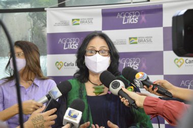 Natal (RN), 12 / 08 / 2021 - Bakan Damares Alves, Brezilya 'nın Natal kentinde düzenlediği basın toplantısında