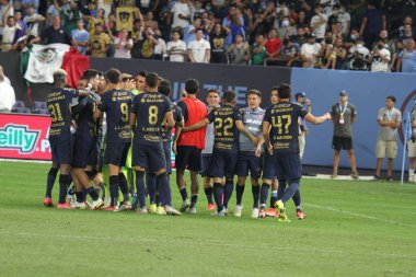 2021 Lig Kupası Çeyrek Finali: NYCFC Pumas 'a karşı. 11 Ağustos 2021, Bronx New York, ABD: NYCFC ve Pumas UNAM arasındaki futbol maçı New York 'taki Yankee Stadyumu' nda oynanan 2021 Lig Kupası çeyrek finalleri için geçerlidir., 