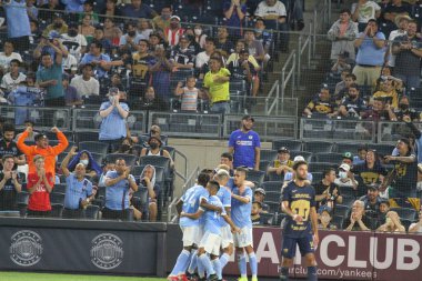 2021 Lig Kupası Çeyrek Finali: NYCFC Pumas 'a karşı. 11 Ağustos 2021, Bronx New York, ABD: NYCFC ve Pumas UNAM arasındaki futbol maçı New York 'taki Yankee Stadyumu' nda oynanan 2021 Lig Kupası çeyrek finalleri için geçerlidir., 