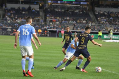 2021 Lig Kupası Çeyrek Finali: NYCFC Pumas 'a karşı. 11 Ağustos 2021, Bronx New York, ABD: NYCFC ve Pumas UNAM arasındaki futbol maçı New York 'taki Yankee Stadyumu' nda oynanan 2021 Lig Kupası çeyrek finalleri için geçerlidir., 
