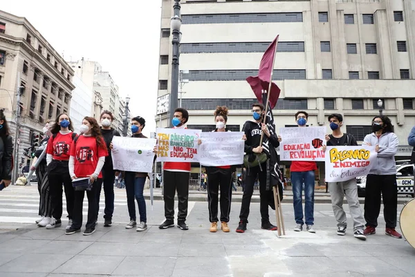 Protesta Contro Corruzione Genocidio Fascismo San Paolo Agosto 2021 San — Foto Stock